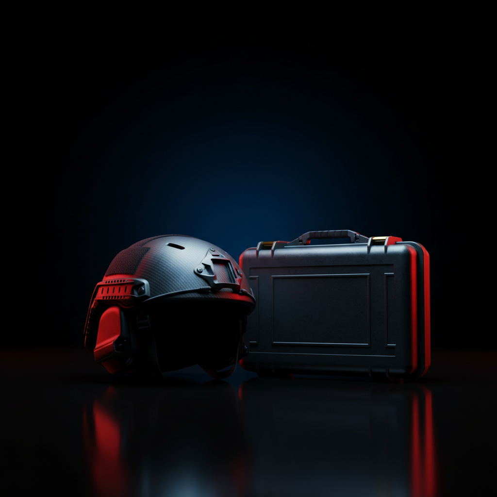 Tactical helmet and equipment case in gunmetal, MegaPari CS2 betting markets
